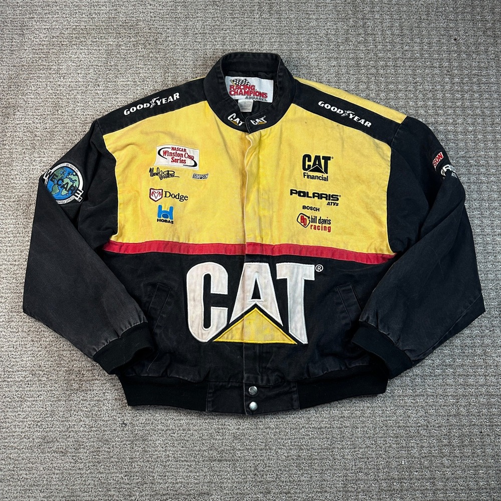 Vintage Racing Champions Ward Burton 22 CAT NASCAR Jacket Mens XL Caterpillar